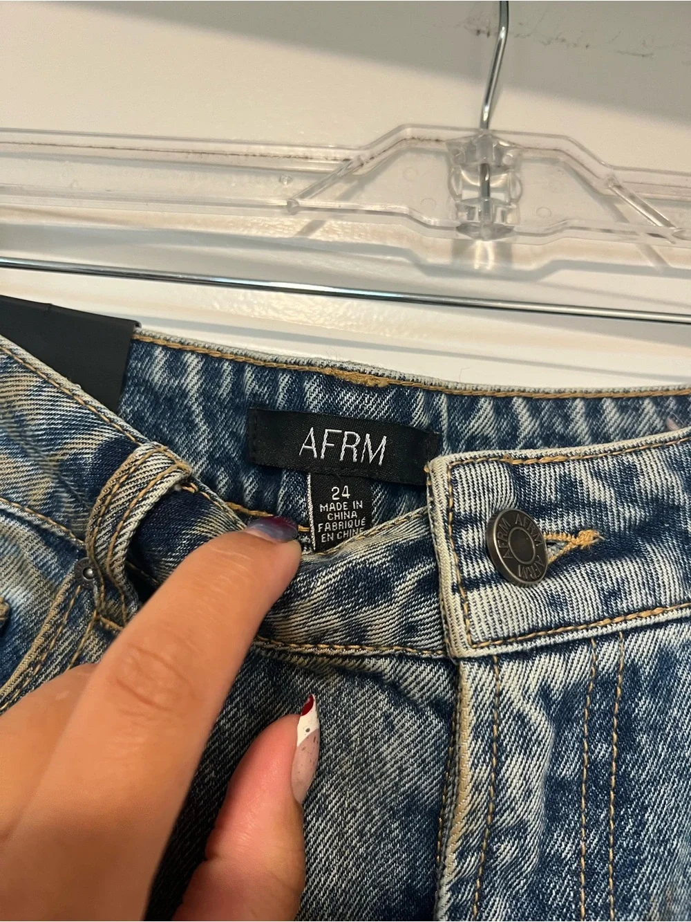 AFRM DERBY The Baggy Jort Blue Denim High-Rise Denim Jean shorts